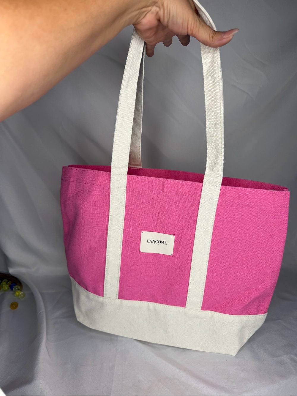 Lancome Pink and Cream Canvas Tote